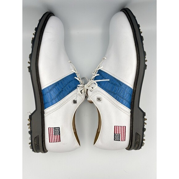 Footjoy Premiere Series Packard Blue Croc Custom USA LOGO Sz 13 #53930 Orig $295 - Picture 5 of 8